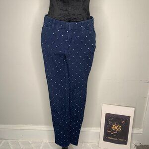 Amazon Essentials Women's Skinny Navy -Dots Pants Size 4Long .